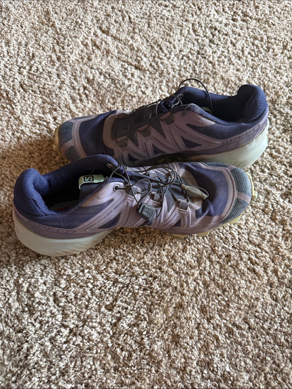 Salomon women’s Speed Cross 5 Purple and Navy Trail Runners